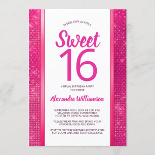 Invitación Dulce fiesta de cumpleaños número 16 del glam rosa