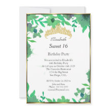 Dulce fiesta de cumpleaños verde 16 flores blancas