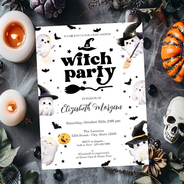 Invitación Dulce fiesta de fantasmas de brujas Baby Shower  (Subido por el creador)