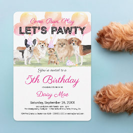 Invitación Dulce Fiesta de Garritas Cumpleaños de Perro Perso