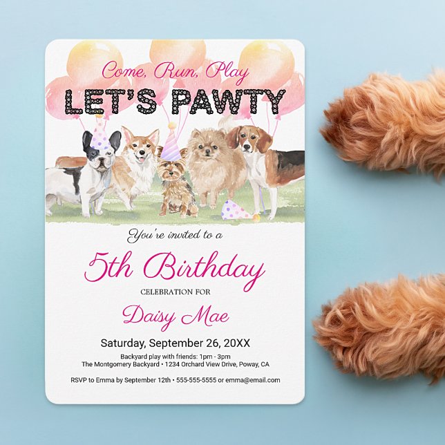 Invitación Dulce Fiesta de Garritas Cumpleaños de Perro Perso (Subido por el creador)