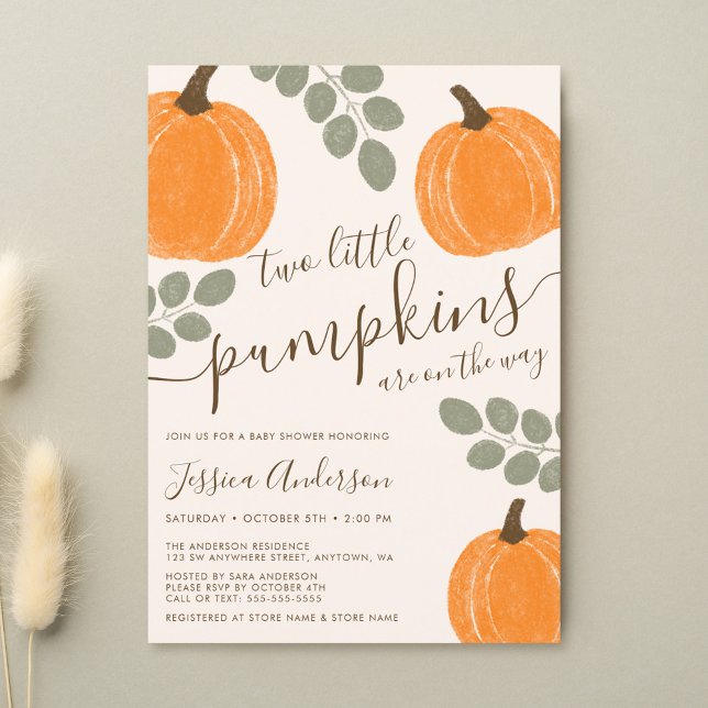 Invitación Dulce Fiesta de Gemelos de Calabaza Eucalipto de O (Subido por el creador)
