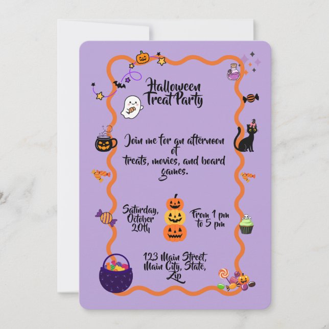 Invitación Dulce Fiesta de Halloween (Anverso)