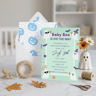 Invitación Dulce Fiesta de Halloween de Bebé con Colores Past