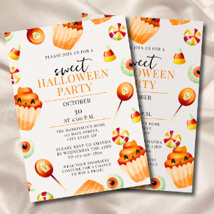 Invitación Dulce fiesta de Halloween de la acuarela de dulce 