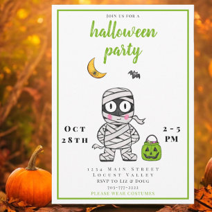 Invitación Dulce fiesta de Halloween de Momia / Divertida y e
