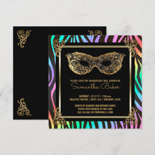 Invitación Dulce Fiesta de Masquerade 16   Dulce Dieciséis Ce