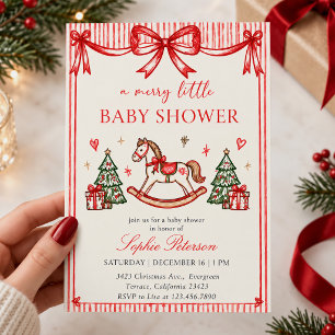 Invitación Dulce Fiesta de Navidad Caballo Mecedor Baby Showe