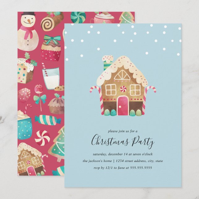Invitación Dulce Fiesta de Navidad de la Casa de Pan de Jengi (Anverso / Reverso)