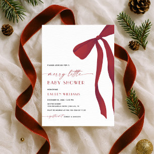 Invitación Dulce Fiesta de Navidad para el Bebé con Lazo Rojo