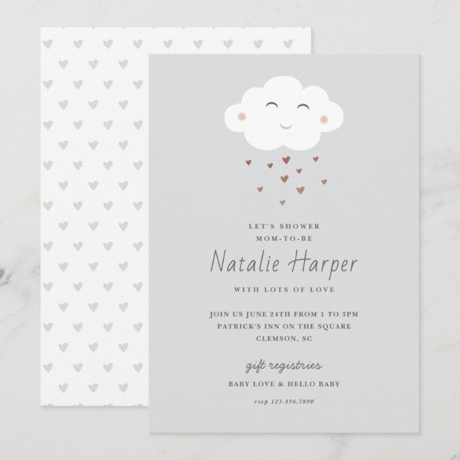 Invitación Dulce Fiesta de Nube para el Bebe (Anverso / Reverso)
