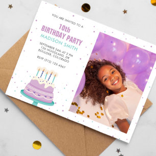 Invitación Dulce Fiesta de Pasteles de Cumpleaños para Niños