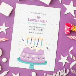 Invitación Dulce Fiesta de Pasteles de Cumpleaños para Niños