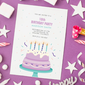 Invitación Dulce Fiesta de Pasteles de Cumpleaños para Niños