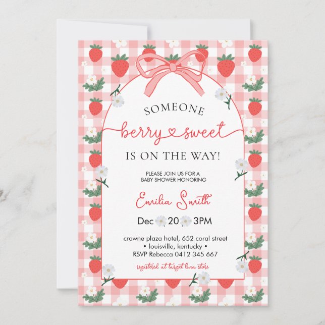 Invitación Dulce fiesta de shower de bebé Berry (Anverso)