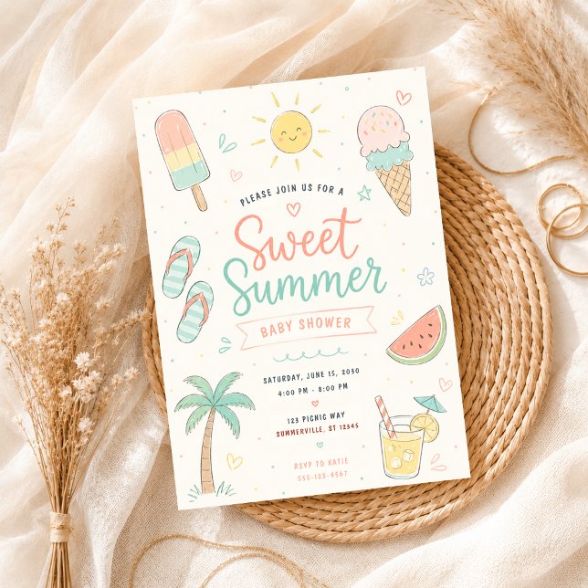 Invitación Dulce fiesta de verano Cumpleaños de bebé tropical (Subido por el creador)
