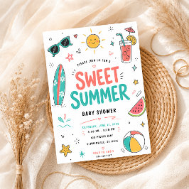 Invitación Dulce fiesta de verano tropical dibujada a mano pa