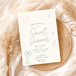 Invitación Dulce fiesta de verano tropical dibujada a mano pa