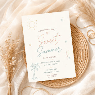 Invitación Dulce fiesta de verano tropical dibujada a mano pa