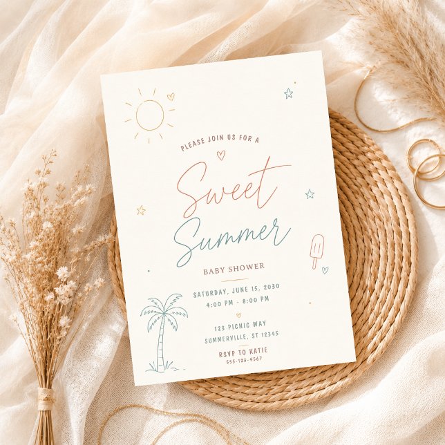 Invitación Dulce fiesta de verano tropical dibujada a mano pa (Subido por el creador)