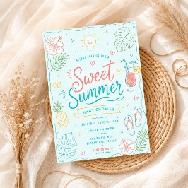 Invitación Dulce fiesta de verano tropical dibujada a mano pa