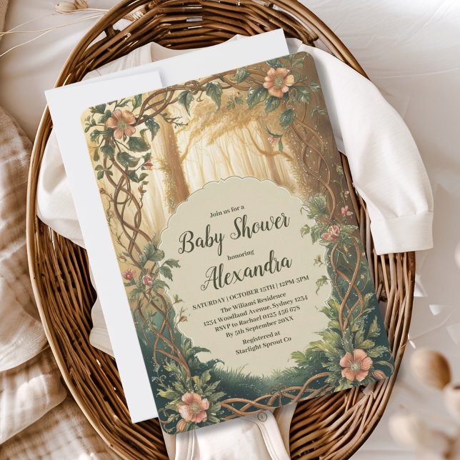 Invitación Dulce Fiesta del Bosque Encantado para el Bebé (Subido por el creador)