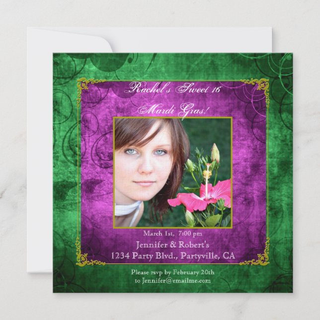 Invitación Dulce fiesta del carnaval de 16 cumpleaños (Anverso)