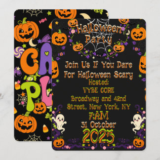 Invitación Dulce Fiesta Infantil de Halloween Retro Kawaii Es