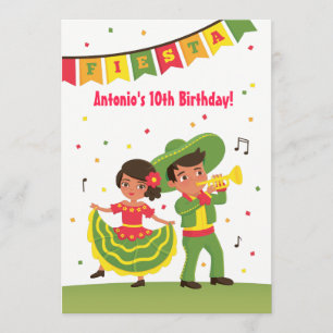 Invitación Dulce Fiesta Mexicana Cumpleaños de Niños Latinos 