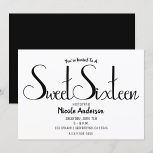 Invitación Dulce fiesta moderna minimalista de dieciséis en l