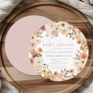 Invitación Dulce Fiesta Redonda de Floral de Otoño Primavera