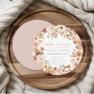 Invitación Dulce Fiesta Redonda de Floral de Otoño Primavera