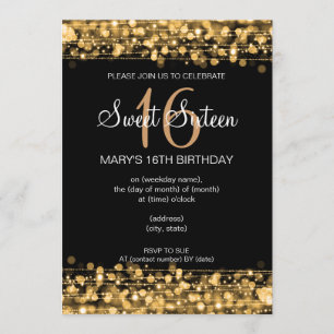 Invitación Dulce Fiesta Sparkles Gold