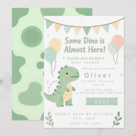 Invitación Dulce Fiesta Verde Menta de Bebé Dino
