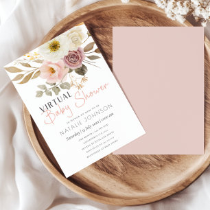 Invitación Dulce Fiesta Virtual de Bebé Primavera Otoño Flora