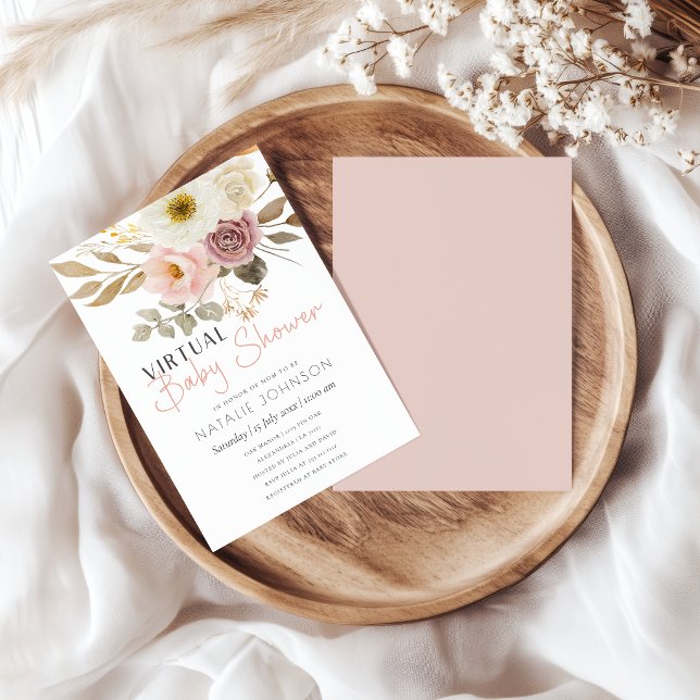 Invitación Dulce Fiesta Virtual de Bebé Primavera Otoño Flora (Subido por el creador)