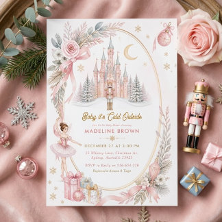 Invitación Dulce Fiestade Baby Shower del Cascanueces Rosa