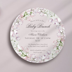 Invitación Dulce Flor de Pea Bebé brunch elegante Ronda redon