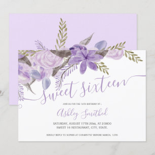 Invitación Dulce floral 16 de la tipografía de la acuarela de