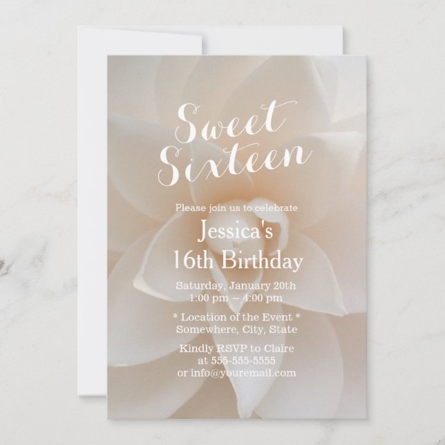 Invitación Dulce floral blanco simple y elegante 16 (Anverso)
