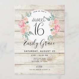 Invitación Dulce floral de boho de madera rústica 16 Invitaci