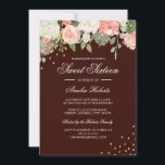 Invitación Dulce Floral de color de agua de argolla de borgoñ<br><div class="desc">Más bonito dulce 16 invitaciones en la Pequeña Tienda Bayleigh!</div>