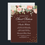 Invitación Dulce Floral de color de agua de argolla de borgoñ<br><div class="desc">Más bonito dulce 16 invitaciones en la Pequeña Tienda Bayleigh!</div>