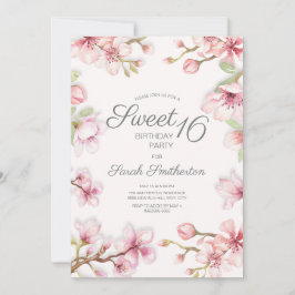 Invitación Dulce floral de la primavera blanca rosa 16 cumple