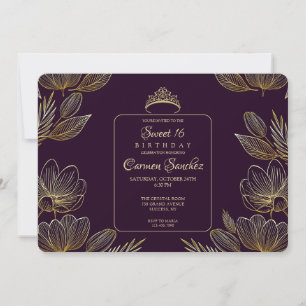 Invitación Dulce Floral De Lujo Dieciséis