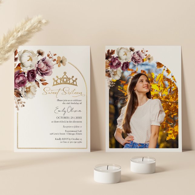 Invitación Dulce floral de otoño en Borgoña 16 Foto (Subido por el creador)