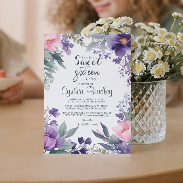 Invitación Dulce Floral Dieciséis Fiesta de Cumpleaños (Subido por el creador)