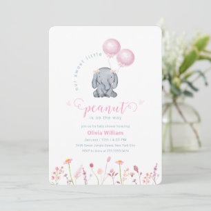 Invitación Dulce Floral Globo Elefante Baby Shower 