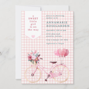 Invitación Dulce Floral Niña en Bicicleta Baby Shower 007