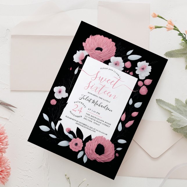Invitación Dulce floral Ranunculus blanco rosado 16 (Subido por el creador)